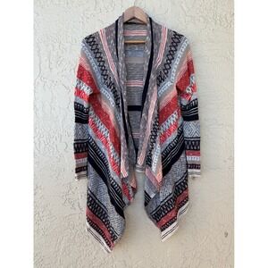 Womens Open Front Cardigan M Boho Tribal‎ Southwestern Draped Waterfall Cotage